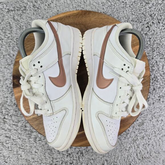 Nike Dunk Low White Pink GS Leather Casual Daily Sneaker Kids 6y DH9765-100 - Picture 7 of 12